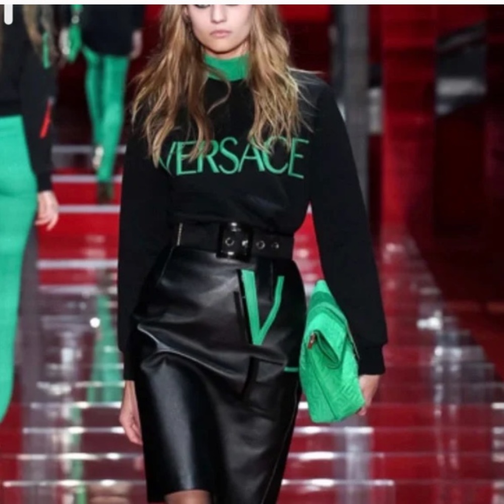 AUTHENTIC VERSACE RUNWAY LEATHER SKIRT